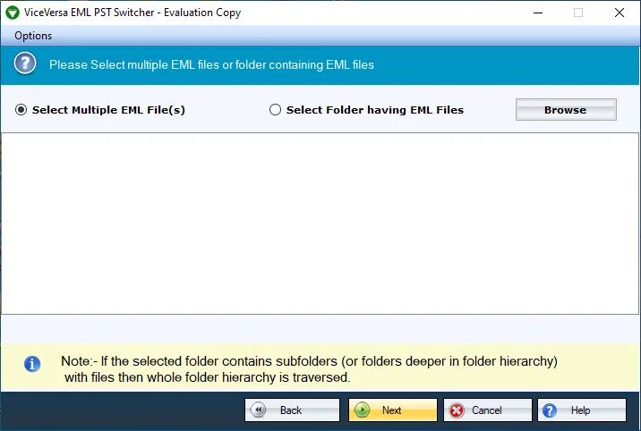 Add email files or folders in ViceVersa