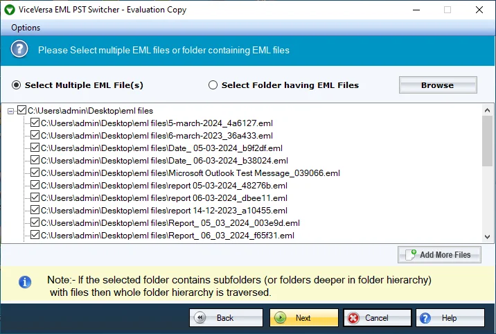 Preview email data in ViceVersa before conversion