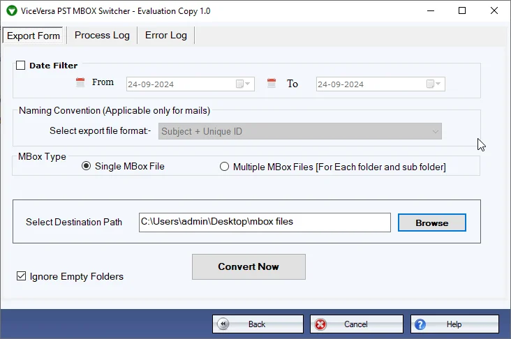 Set output location for converted files